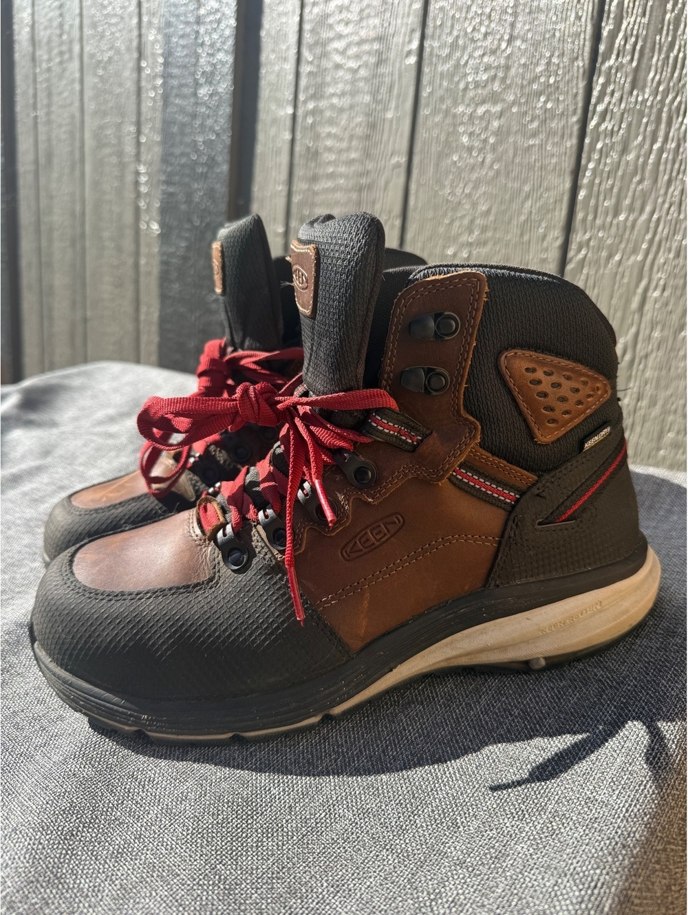 KEEN Utility Men's Brown & Black steel toe Work Boots Size 9